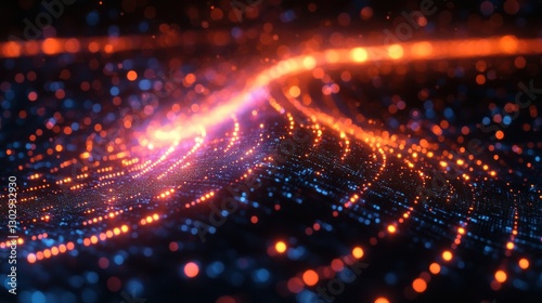 Wallpaper Mural futuristic digital wave with bright technology colors and circuits overlay texture background Torontodigital.ca