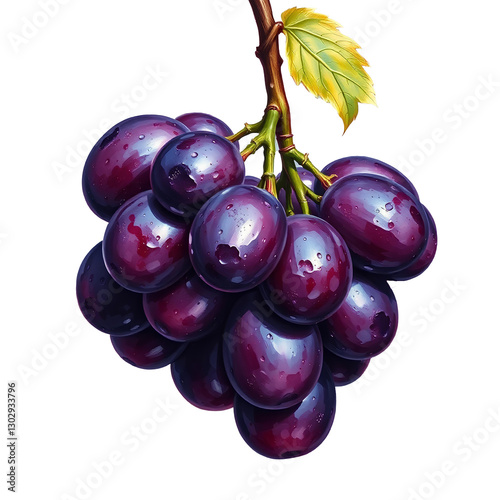 creative Oil Grape Vines Painted Fruit transparent background,
