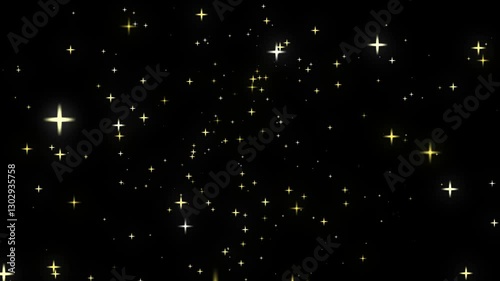 Golden stars particles beautiful glitter floating dust particles with highlights without background.