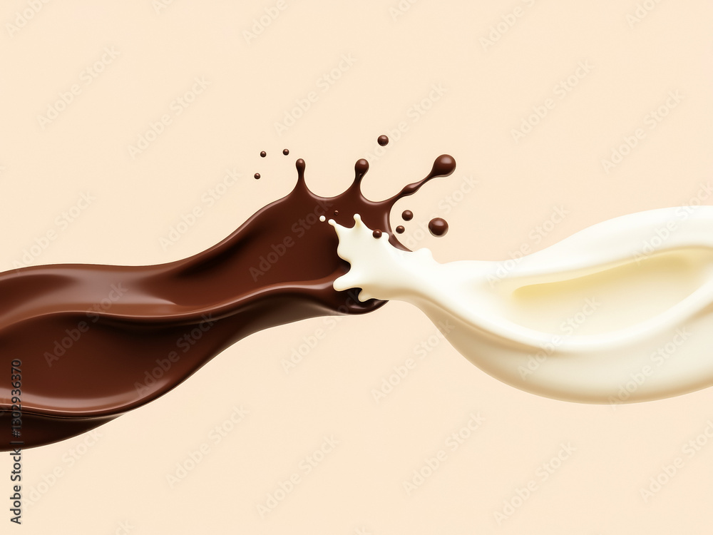 Fototapeta premium dynamic splash of chocolate and milk