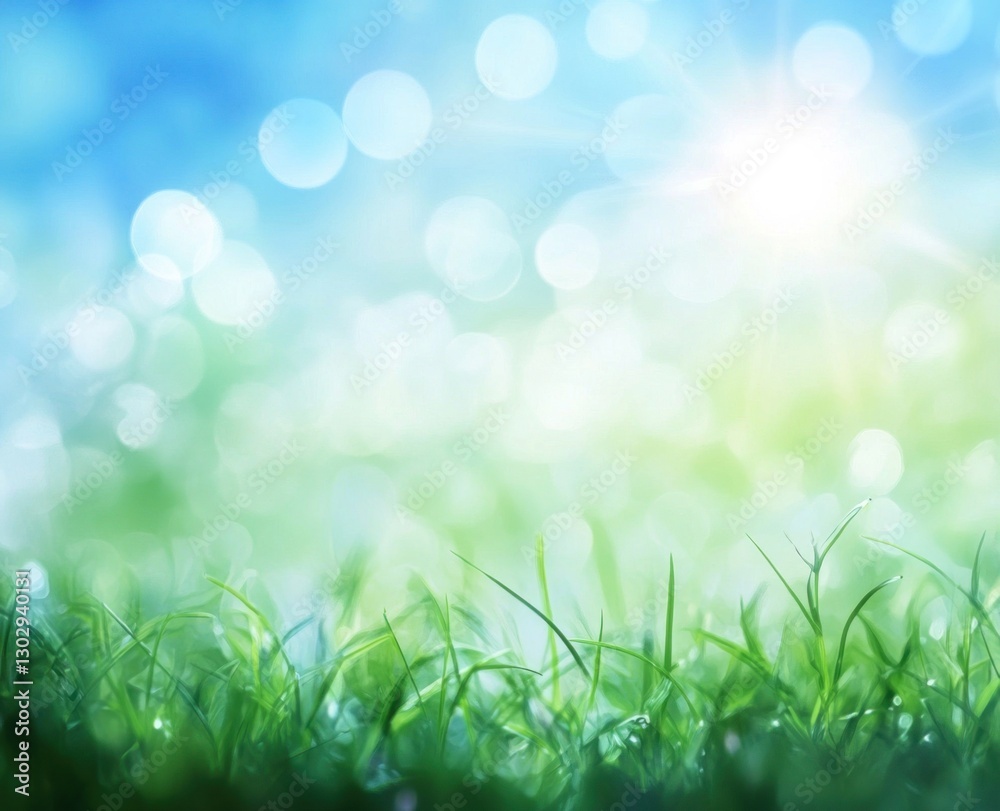 Obraz premium Sunny day, fresh green grass, bokeh background.