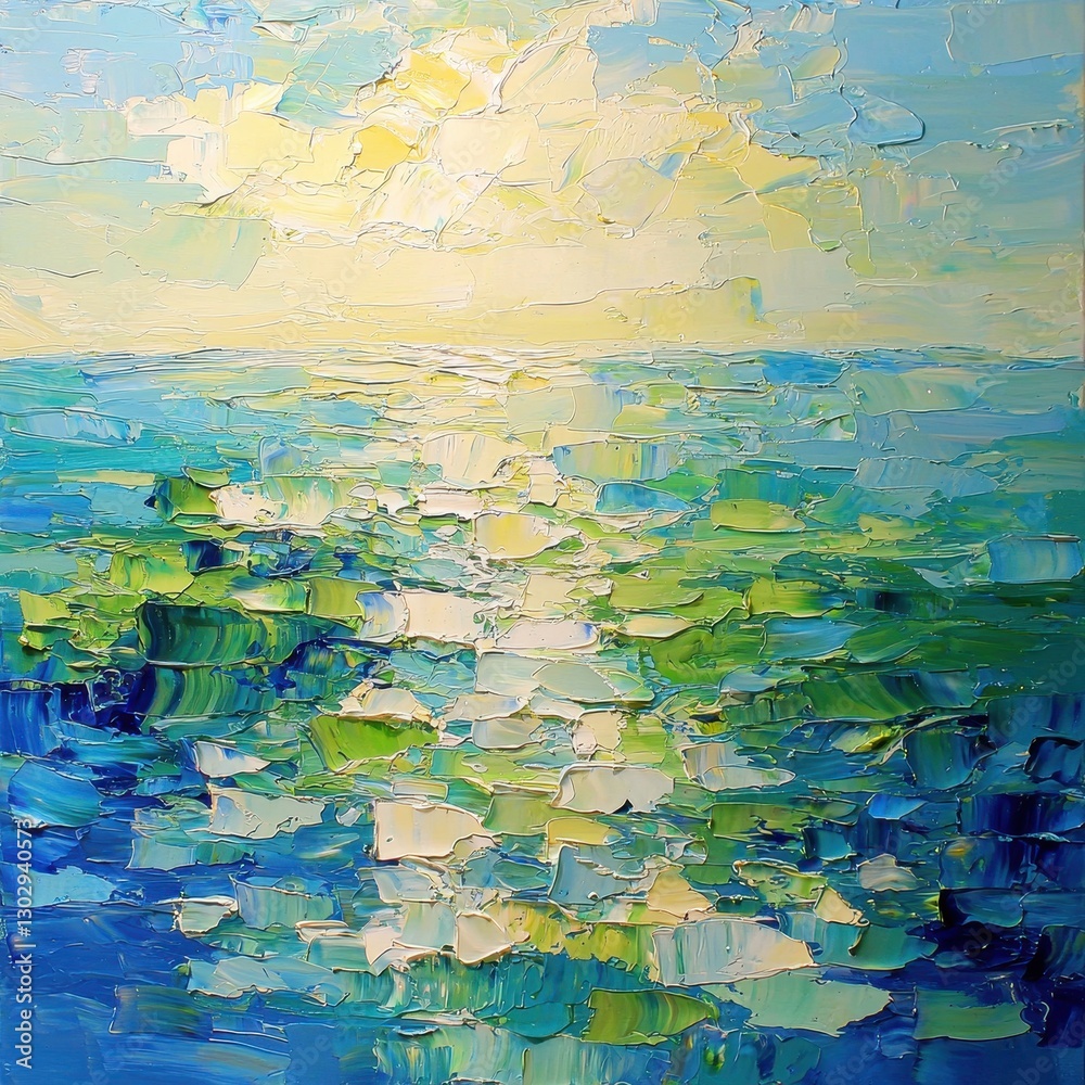 Fototapeta premium A mesmerizing canvas of teal and green, transitioning seamlessly into a gradient, creating an abstract masterpiece that invites contemplation and wonder. 