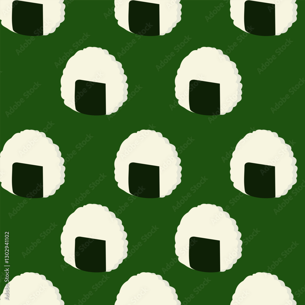 Seamless pattern with onigiri for decorative print, wrapping paper, menu, wallpaper and fabric