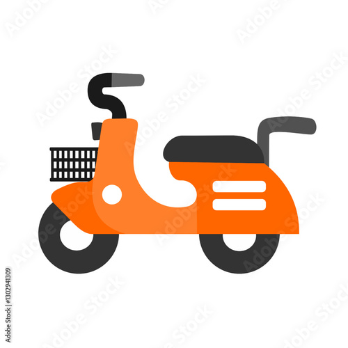 Vector illustration of an orange scooter on white background.