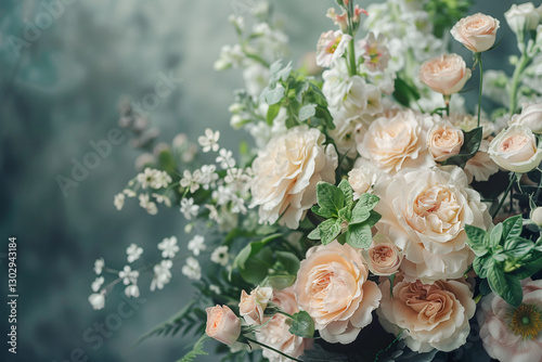 Elegant bridal bouquet with delicate flowers and greenery