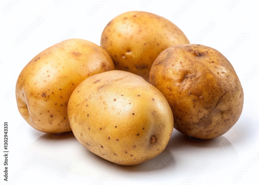Three Fresh Potatoes Isolated on White Background - High-Resolution Stock Photo Three Fresh Potatoes Isolated on White Background - High-Resolution Stock Photo