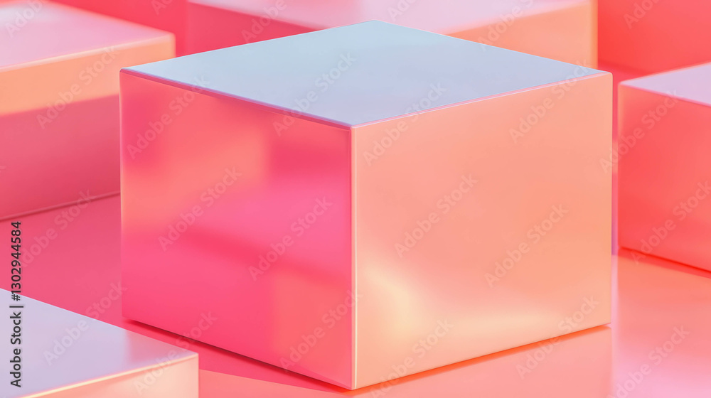 Pastel pink geometric cube design for modern art and decor Pastel pink geometric cube design for modern art and decor