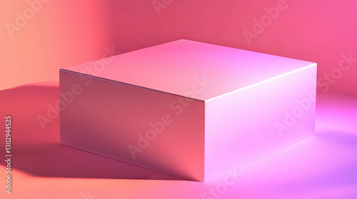 Vibrant pink box with gradient lighting in minimalistic setting for design inspiration