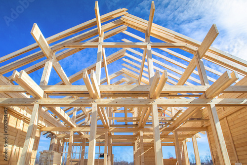 A frame of a house against ...