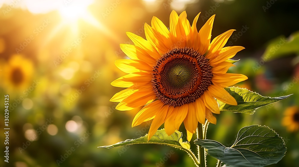 Fototapeta premium 陽光に輝く美しいひまわり