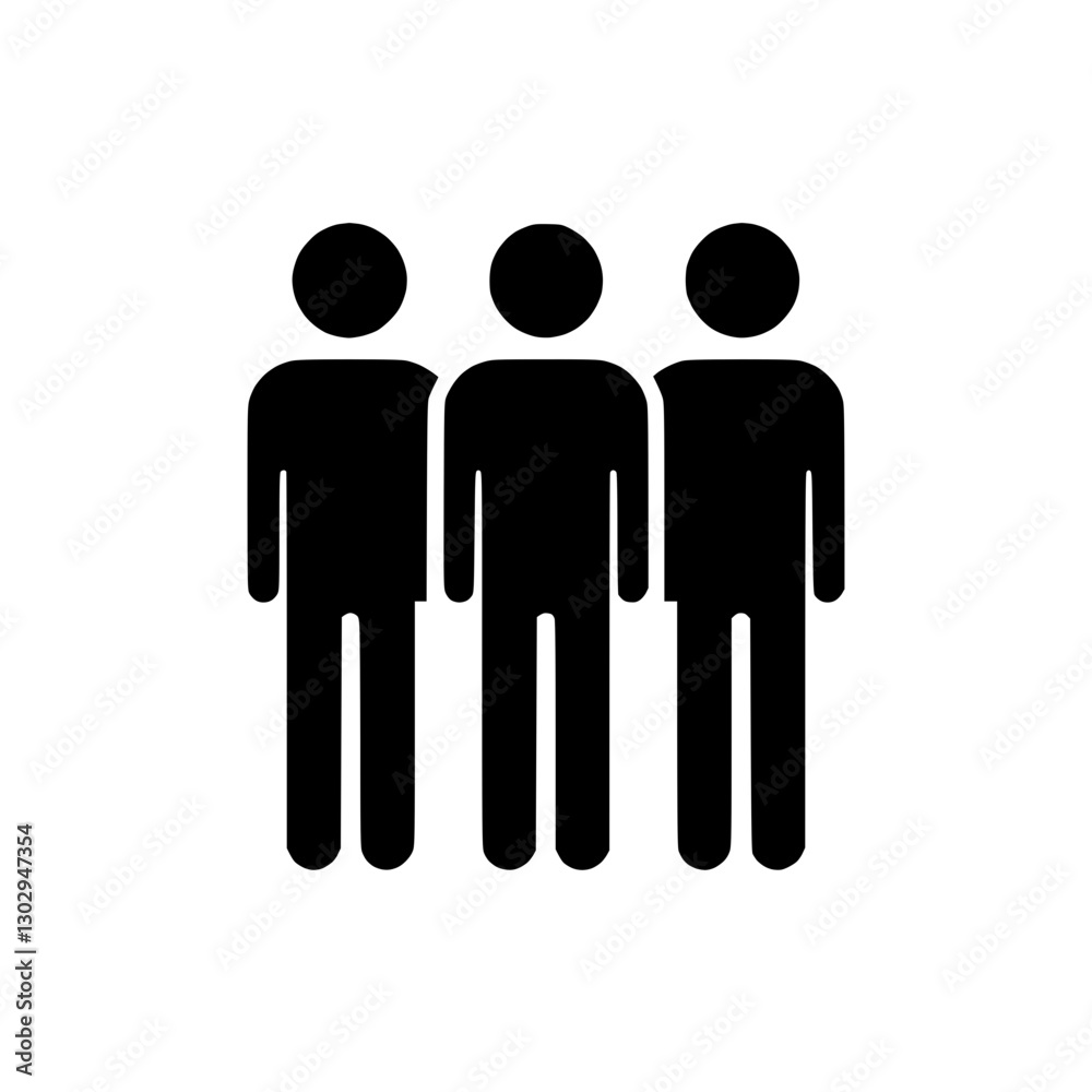 three people icon representing teamwork and collaboration concept three people icon representing teamwork and collaboration concept