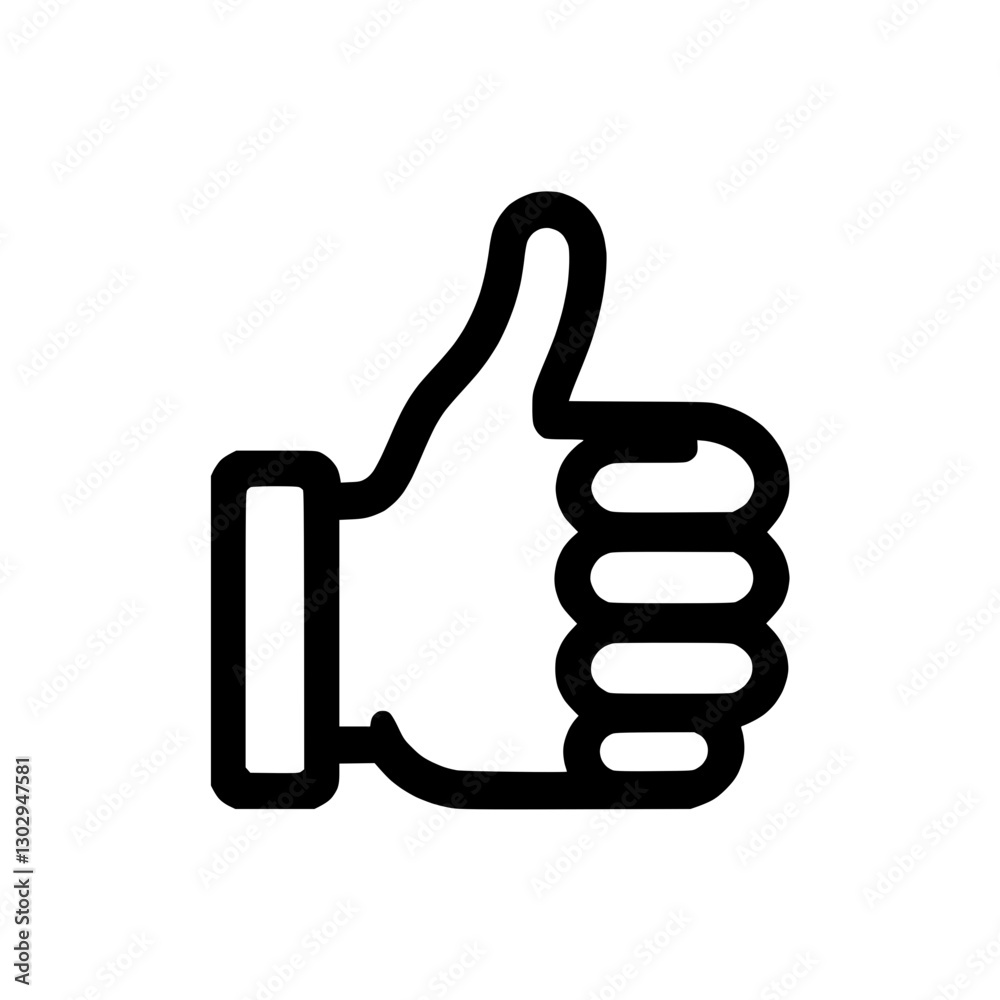 Thumbs up icon representing approval and positive feedback with a hand gesture Thumbs up icon representing approval and positive feedback with a hand gesture