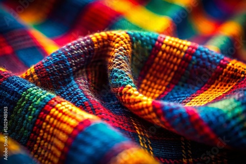 Tilt-Shift Photo: Textured Fabric, Checkered Knit Pattern