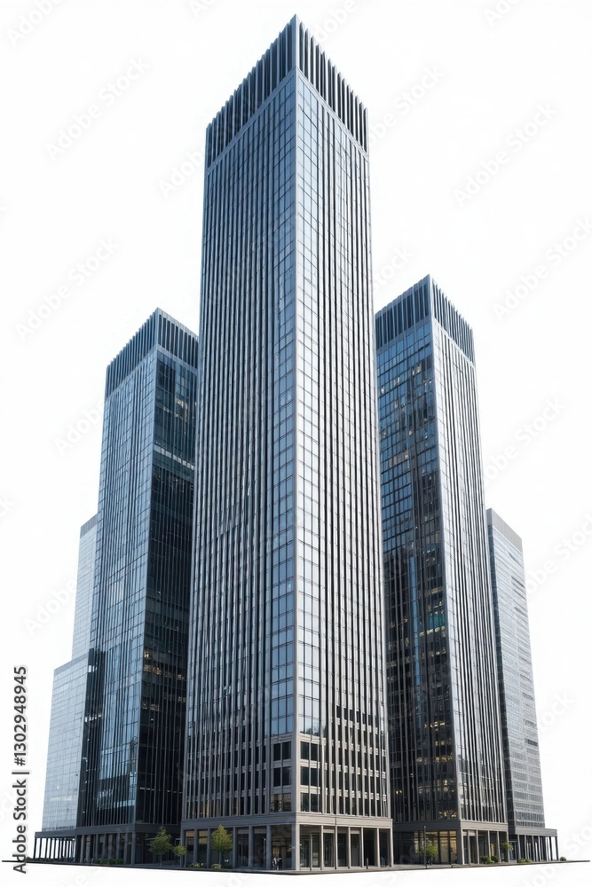 Contemporary Skyscraper with Glass Facade and Unique Architectural Design in Urban Setting Contemporary Skyscraper with Glass Facade and Unique Architectural Design in Urban Setting