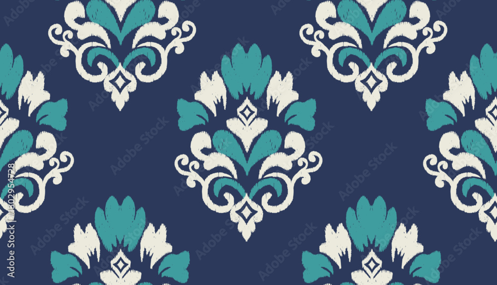 Fototapeta premium geometric ethnic vintage texture vector art design. textile fashion pattern line ikat seamless pattern and batik fabric texture asian background wallpaper geometry indian. Ethnic abstract ikat art .