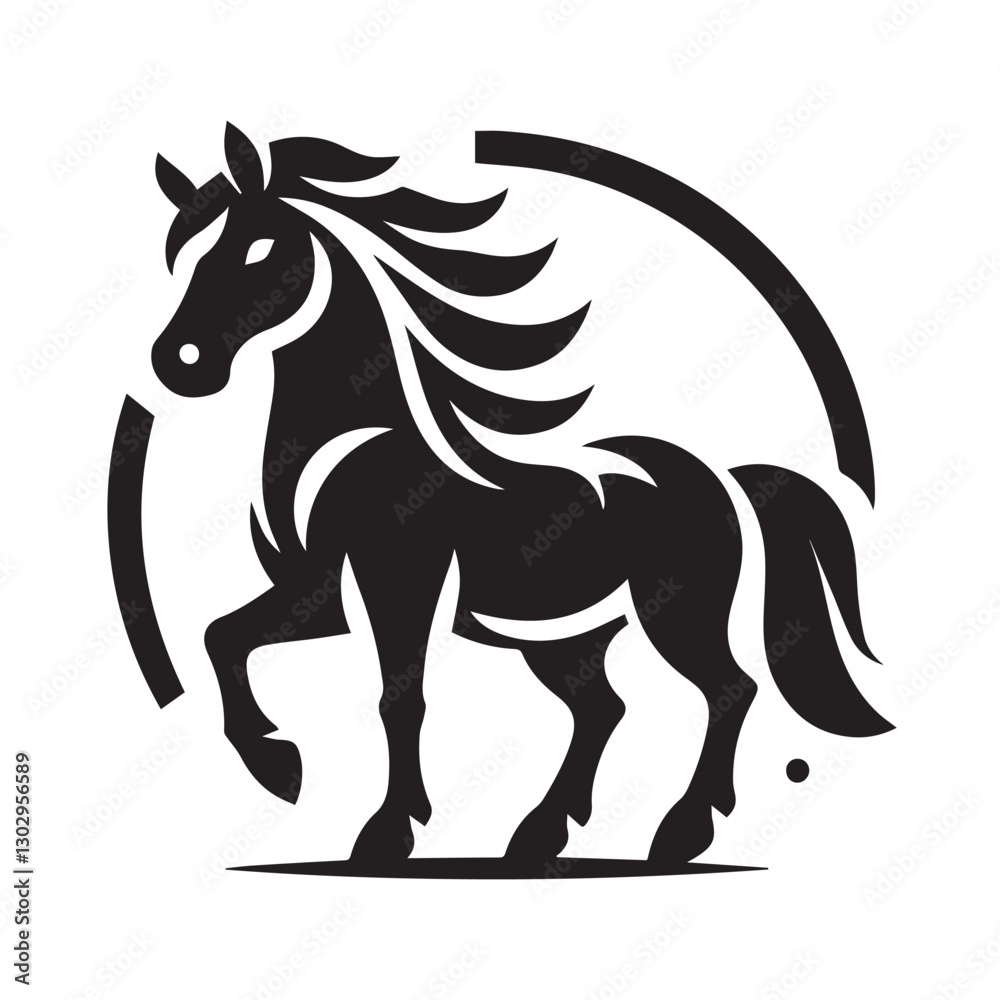 Powerful Black Horse Silhouette Vector Graphic Powerful Black Horse Silhouette Vector Graphic