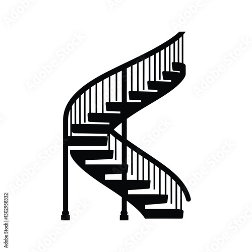 Stair vector icon silhouette black color