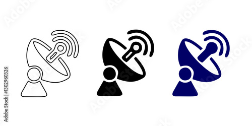 Radar vector icons. Signal concentric circles. Sonar sound waves isolated on white background. Fat style vector illustration EPS 10.
