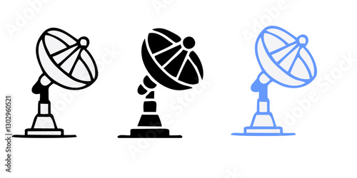 Radar vector icons. Signal concentric circles. Sonar sound waves isolated on white background. Fat style vector illustration EPS 10.