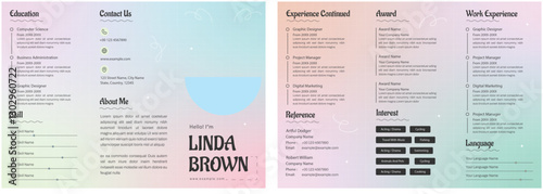 Colourful Personal Resume CV Design Trifold Brochure 