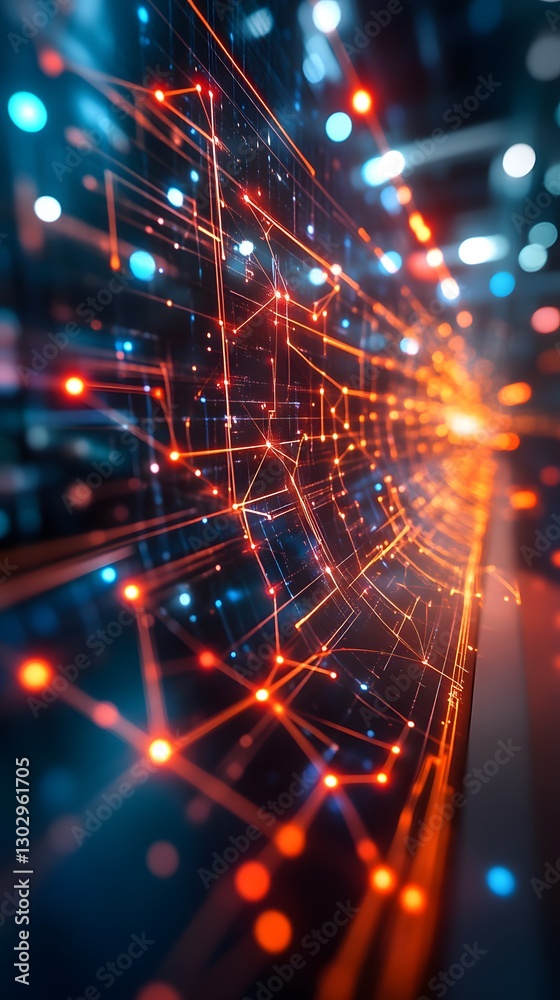 Fototapeta premium Futuristic circuit board network in motion