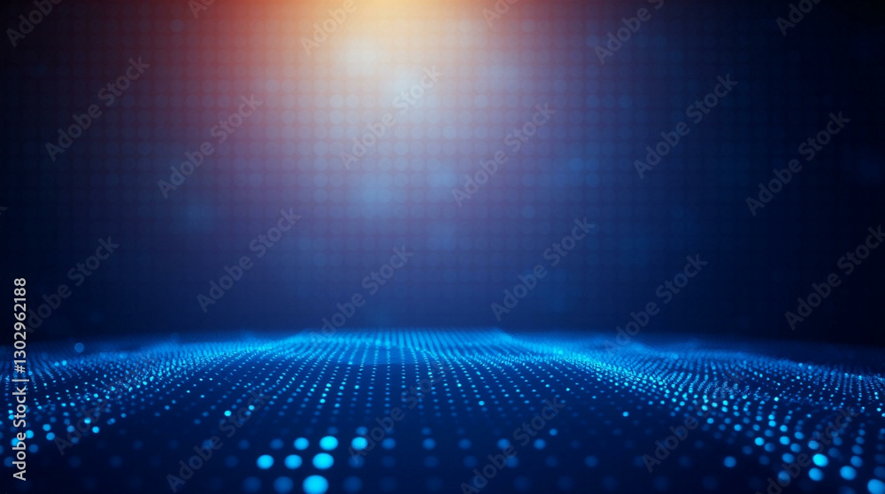 Abstract blue glowing dots with light flares, digital landscape, futuristic wave, ideal for technology, innovation, or digital media backgrounds. Abstract blue glowing dots with light flares, digital landscape, futuristic wave, ideal for technology, innovation, or digital media backgrounds.