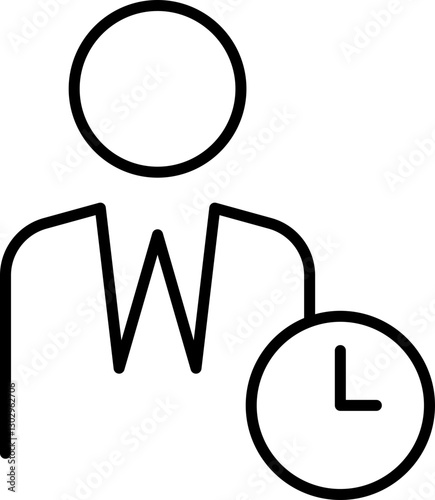 Businessman with clock icon line icon