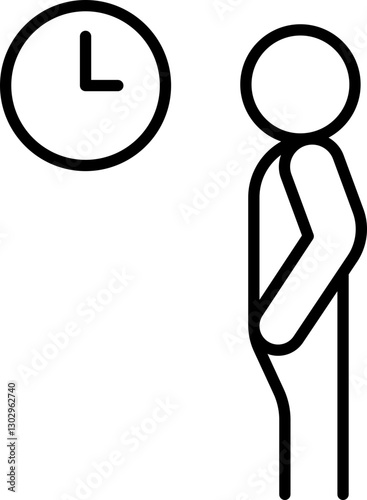 Waiting person with a clock illustration line icon