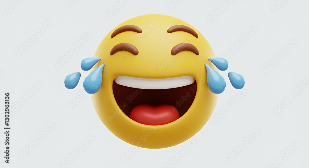 Fototapeta premium Laughing Face Emoji with Tears of Joy Representing Extreme Amusement