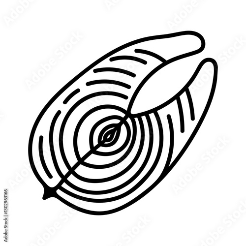 Doodle illustration of salmon steak. Fish cooking food for healthy menu