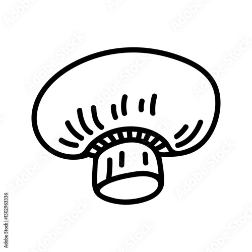 Doodle illustration of small champignon. Hand drawn edible mushrooms for healthy menu