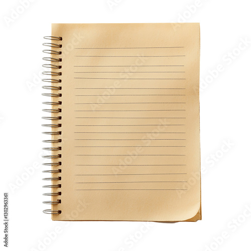 Blank spiral notebook lined paper aged yellow pages