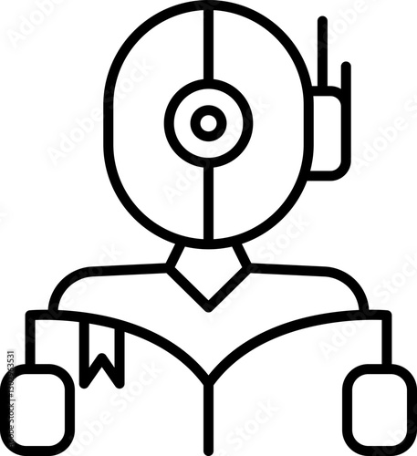 Robot reading a book illustration line icon