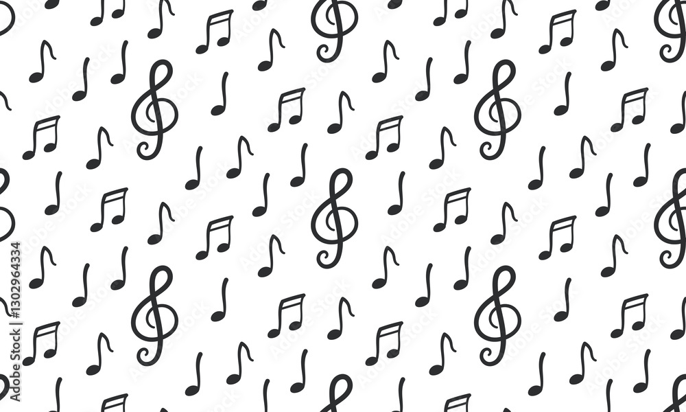Music notes seamless pattern. Black treble clef. Music background. Flat Vector illustration Music notes seamless pattern. Black treble clef. Music background. Flat Vector illustration