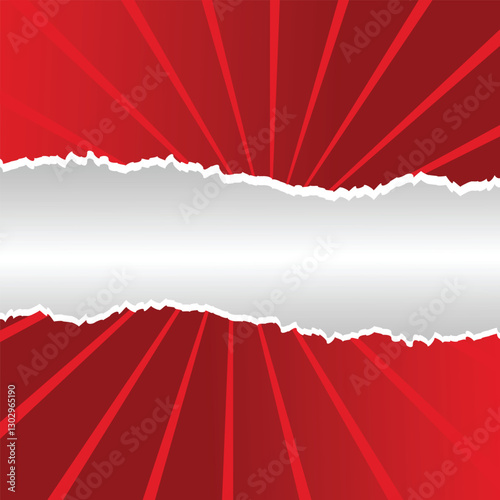 Realistic Torn Paper with Gradient Red Background