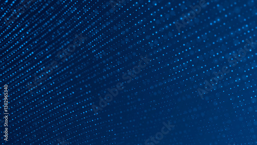 Neon blue abstract background. Random glow particle texture. Wave. Its chaotic, mosaic-like ornament with a linear dot pattern for banners, posters, website design, social media frames.