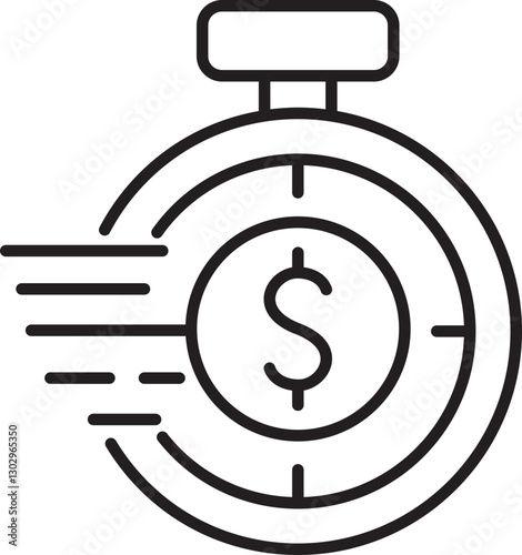 Dollar sign with a speed timer icon line icon
