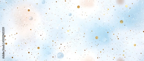Abstract watercolor seamless background with pastel blue, beige, and gold shapes