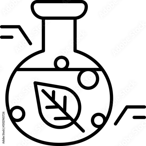 Laboratory flask with leaf illustration line icon