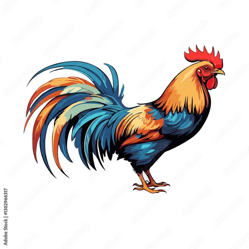 Fototapeta premium Stylized Vector Colorful Rooster on White Background