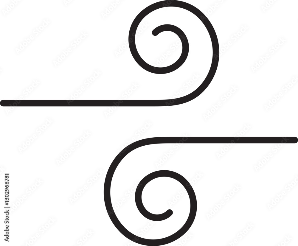 Abstract swirls design in black and white line icon