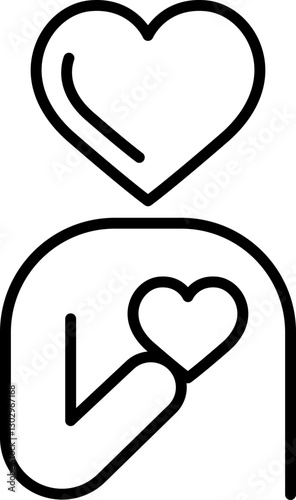 Heart graphic symbolizing care and love line icon