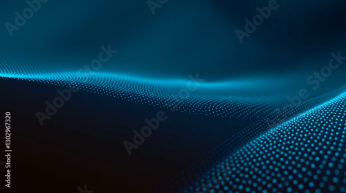 Abstract digital background featuring glowing blue dots arranged in a smooth wave pattern. Ideal for futuristic, technological, and creative design projects with a sleek, modern aesthetic