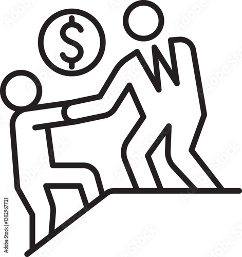 Assistance in financial growth illustration line icon