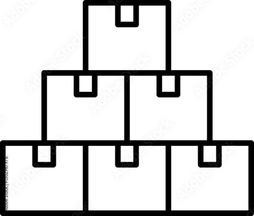 Stacked boxes in a pyramid formation line icon