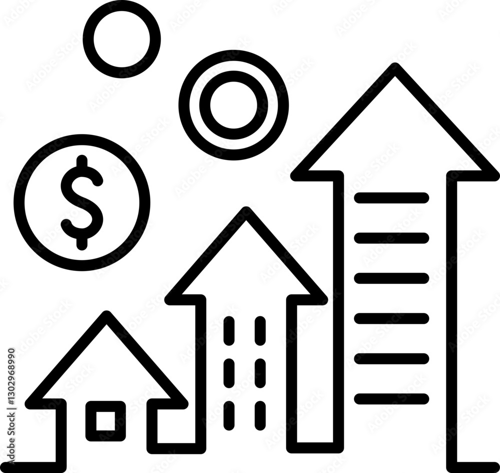 Financial growth and investment illustration line icon Financial growth and investment illustration line icon