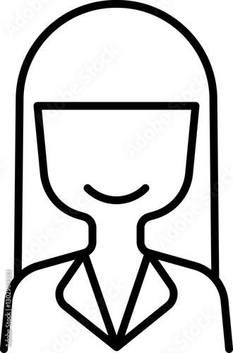 Minimalist woman icon with long hair line icon