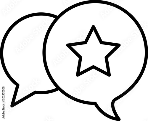 Conversation bubbles with a star symbol line icon