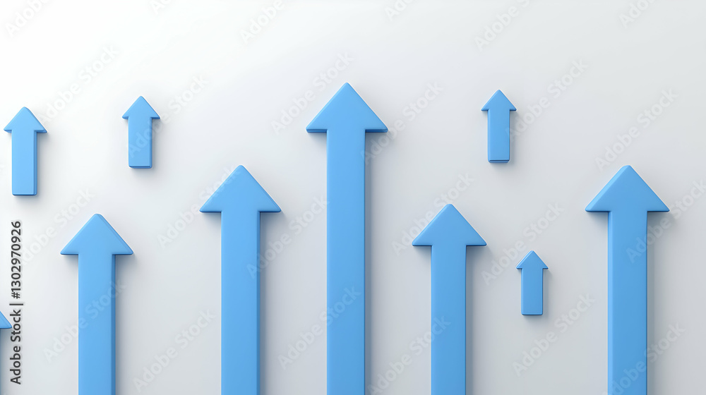 Blue Arrows Pointing Upwards on a Light Gray Background Blue Arrows Pointing Upwards on a Light Gray Background