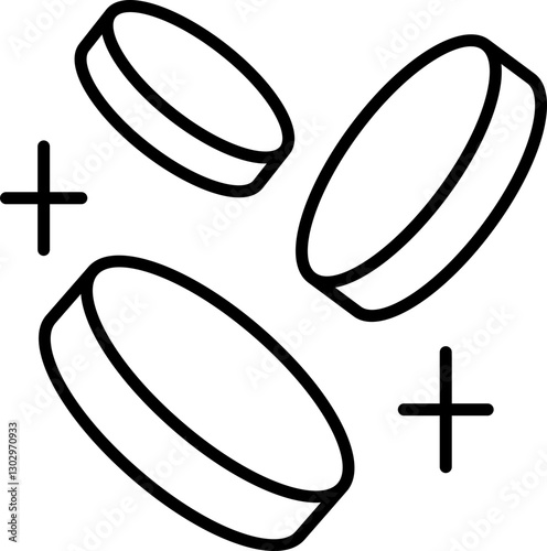 Coins in motion illustration line icon